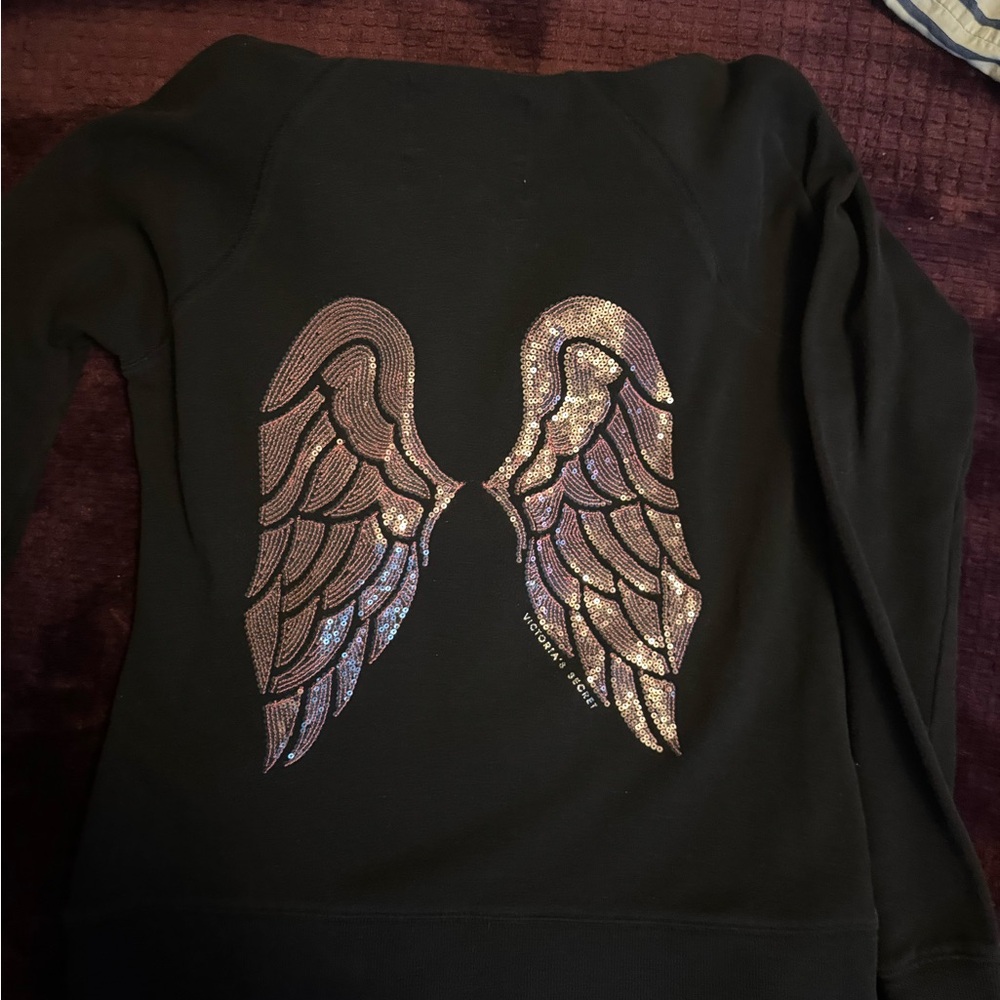 Vintage Victoria's Secret Black Zip-Up Hoodie